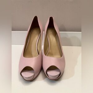 Guess Pink Leather Peep Toe Platform Pumps Stiletto Heels Size 8M
